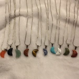 Brand new crystal crescent moon pendant necklaces